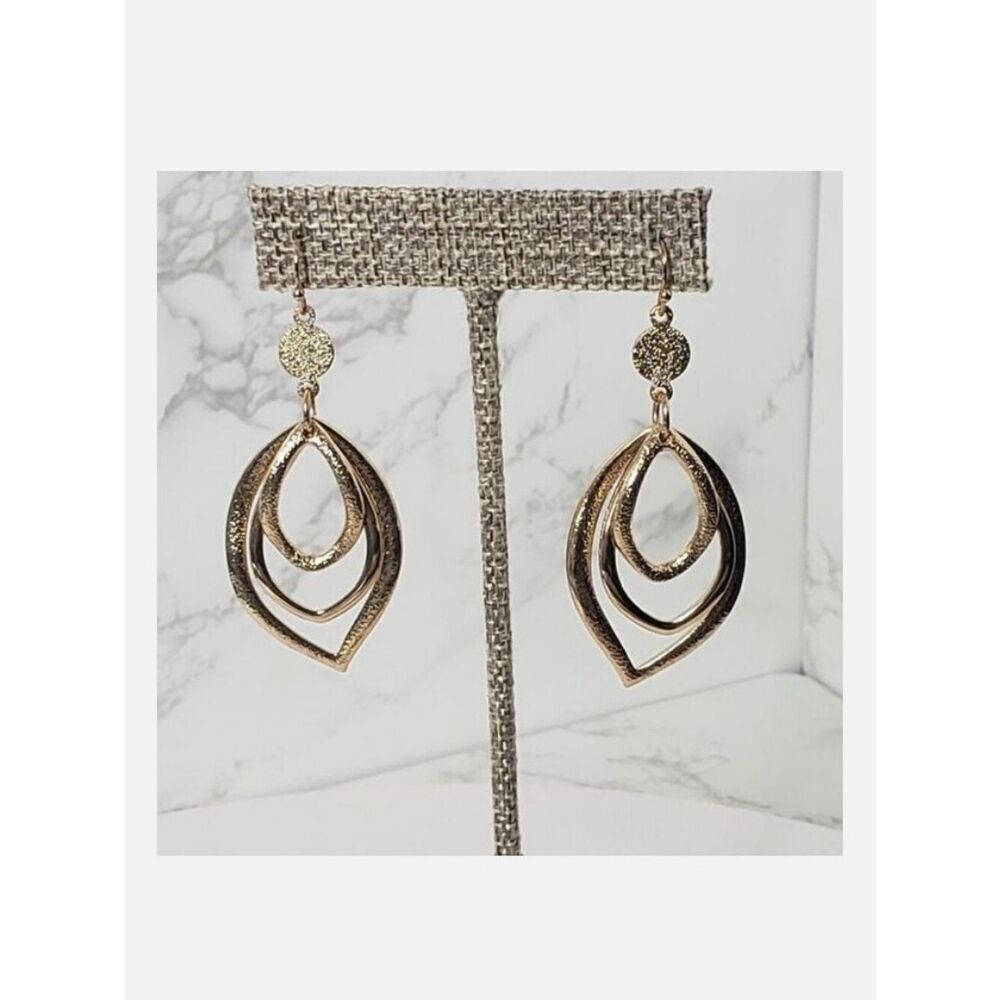 AVON Goldtone Double Luxe Loop French Hook Earrings